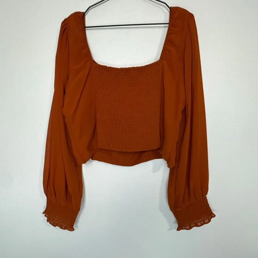 Abercombie & Fitch Sweetheart Neckline Long Sleeve Fitted Top XL